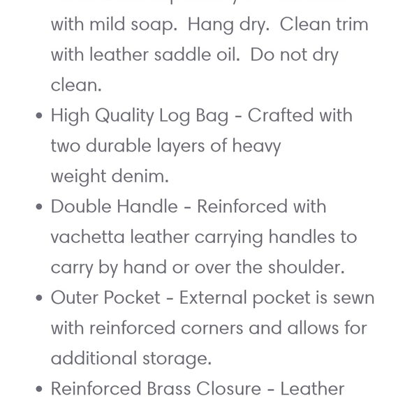 Mi Cocina Stylish Denim Log Carrier with Tan Leather Handles - Picture 8 of 15